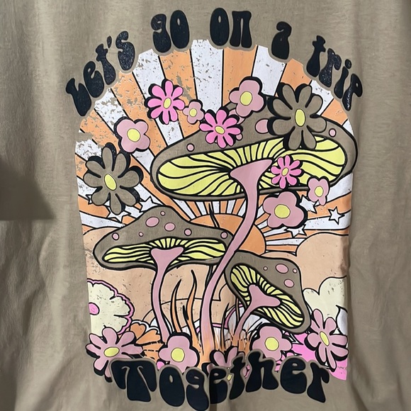 BRAND NEW Let’s Go On A Trip Together mushroom Tee - Picture 2 of 4